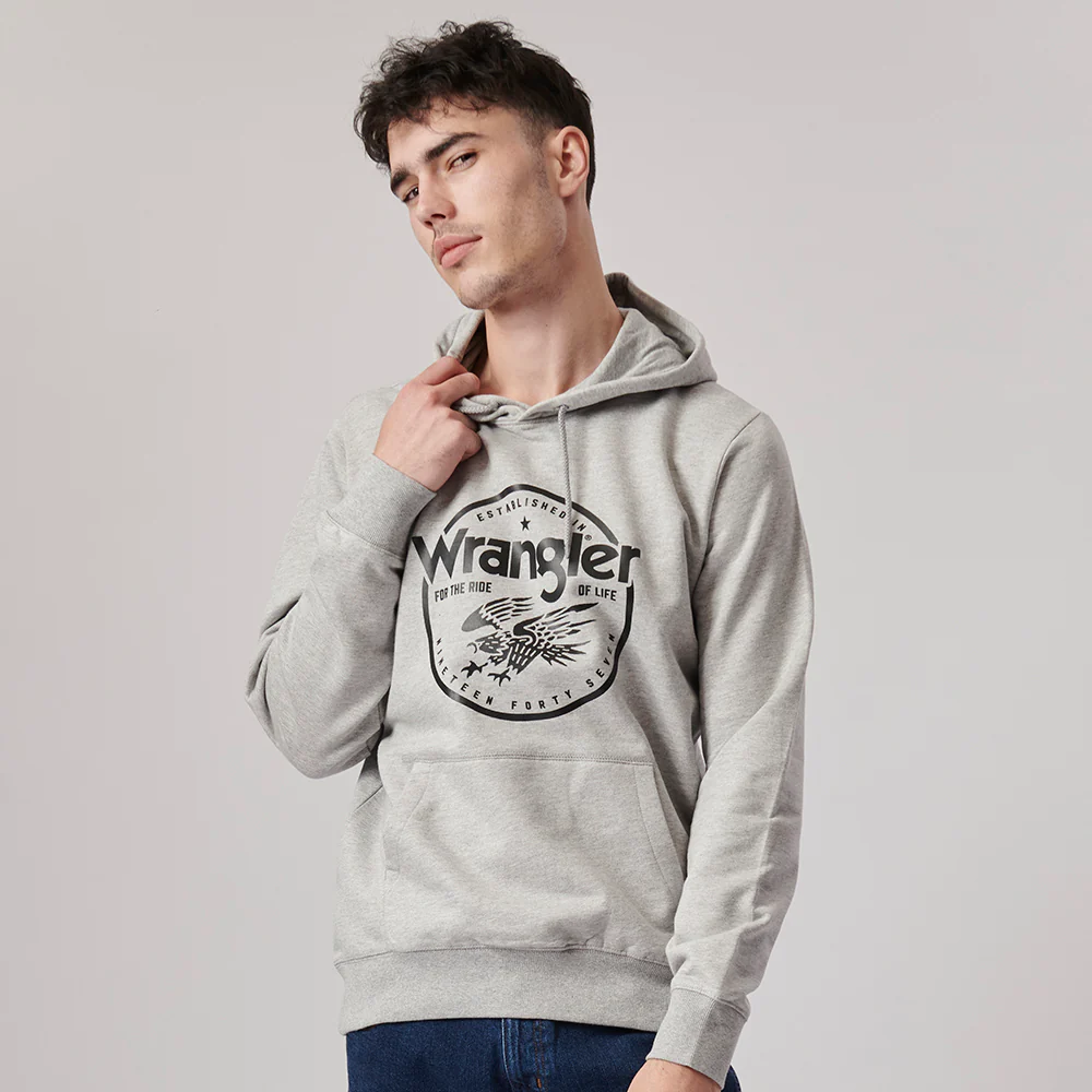 Wrangler -Hooded Fleece Melange Grey - Image 2