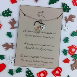 Rose & Silver Heart Necklace - Gift Message Jewelry