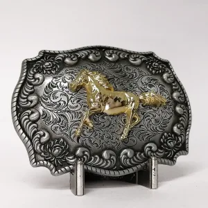 Gold Horse Running Belt Buckle