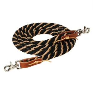 Weaver 5/8x8' Poly Roper Reins with Scissor Snap - Black & Tan