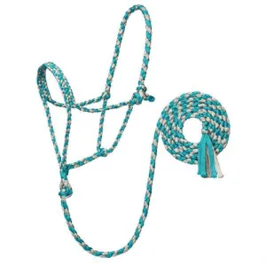Weaver - Braided Rope Halter with 10' Lead (Turquoise/Gray)